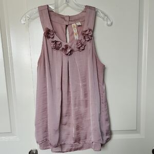 Floral Embellished Pink Sleeveless Top